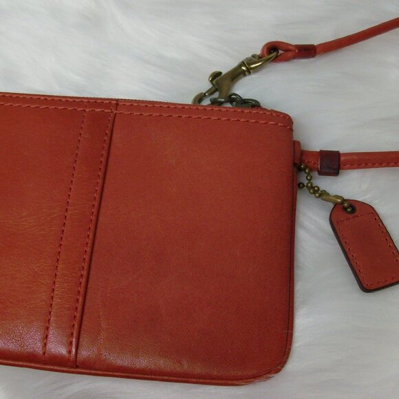 COACH Burnt Orange Leather Wristlet - Picture 4 of 5